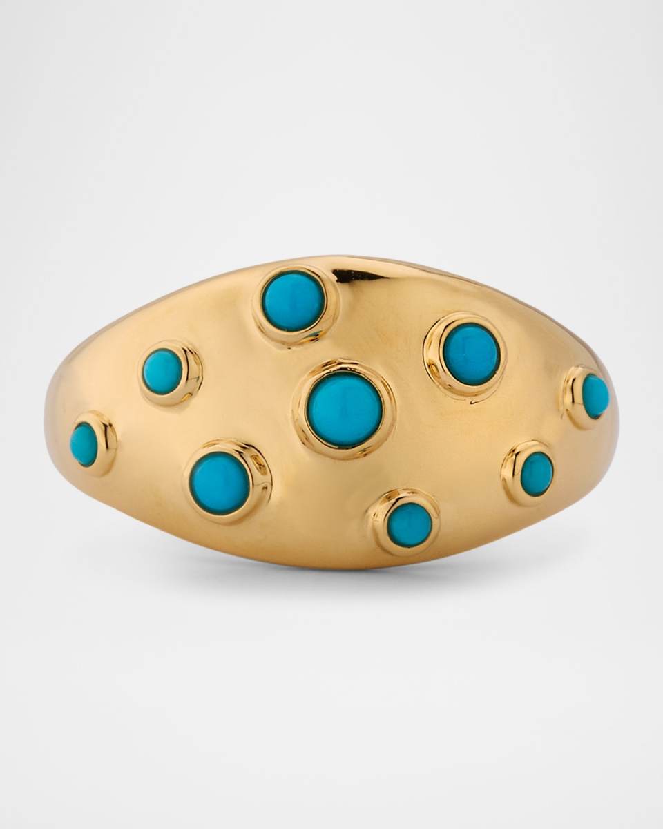 18K Yellow Gold Turquoise Dome Ring